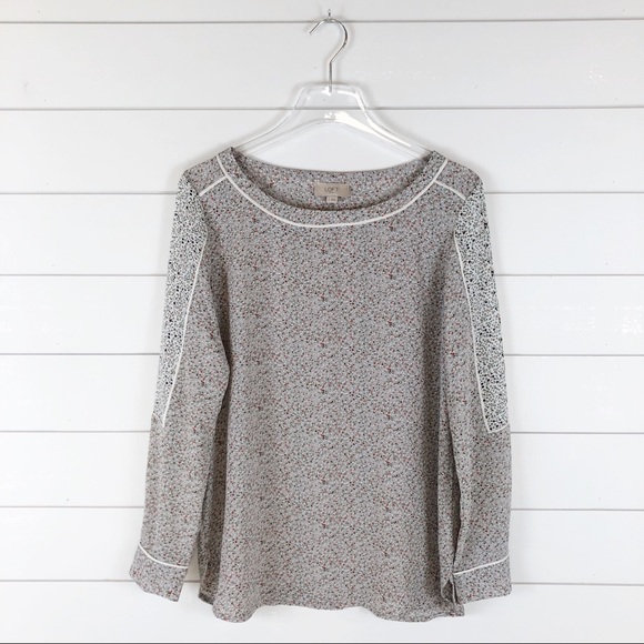LOFT Tops - LOFT Printed Career Blouse Top Long Sleeve Small